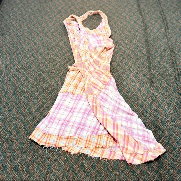 Oli & Hali large loose fit distressed style Mixed Plaid wide leg jumpsuit romper - Picture 6 of 11